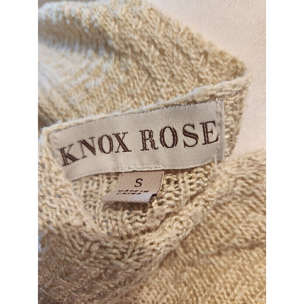 Knox Rose Lightweight Knit Sweater With Hem Accent Sz S Oatmeal - Picture 7 of 8